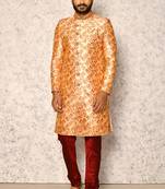Ranak Rust Art Silk Indowestern Sherwani