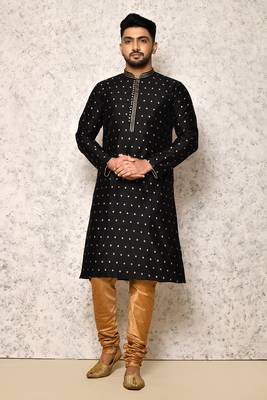 Ranak Black Art Silk Kurta Pajama 1