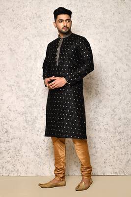 Ranak Black Art Silk Kurta Pajama 2