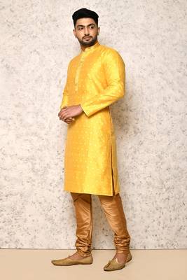 Ranak Yellow Art Silk Kurta Pajama 2