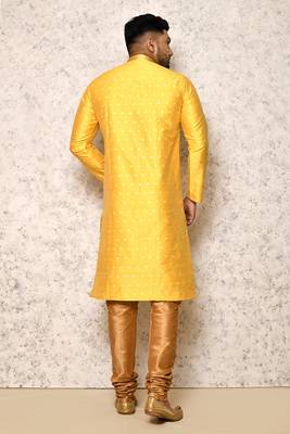Ranak Yellow Art Silk Kurta Pajama 3