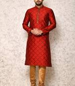 Ranak Maroon Art Silk Kurta Pajama