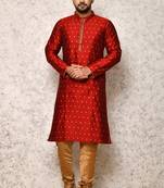 Ranak Maroon Art Silk Kurta Pajama