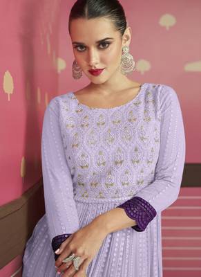 Lavender Georgette Embroidery Party Wear Salwar Kameez 2