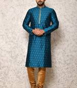 Ranak Turquoise Art Silk Kurta Pajama