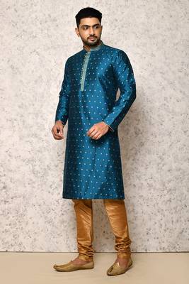 Ranak Turquoise Art Silk Kurta Pajama 2