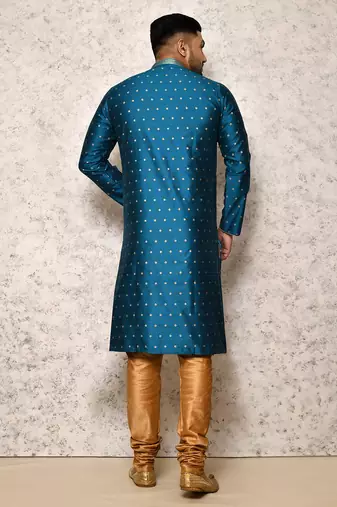 Ranak Turquoise Art Silk Kurta Pajama