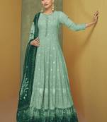 Turquoise Georgette Embroidery Anarkali Salwar Kameez