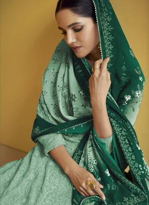Turquoise Georgette Embroidery Anarkali Salwar Kameez 2
