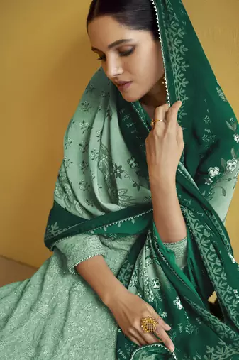 Turquoise Georgette Embroidery Anarkali Salwar Kameez