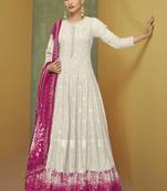 White Georgette Embroidery Anarkali Salwar Kameez