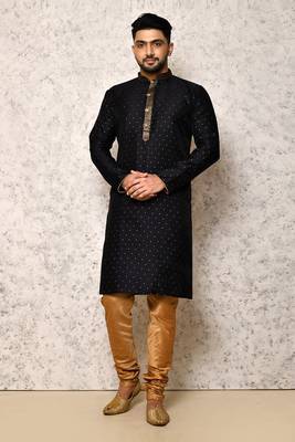 Ranak Navy Blue Art Silk Kurta Pajama 1