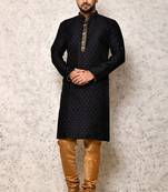 Ranak Navy Blue Art Silk Kurta Pajama