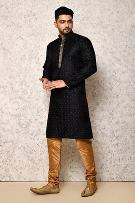 Ranak Navy Blue Art Silk Kurta Pajama 2