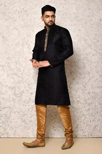 Ranak Navy Blue Art Silk Kurta Pajama
