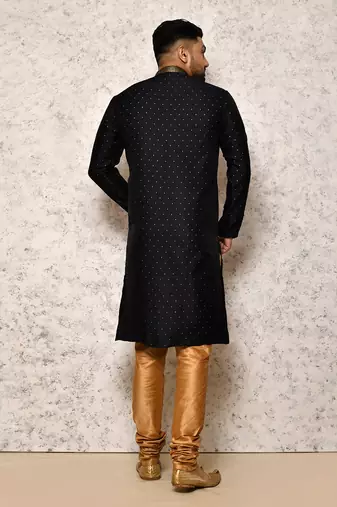 Ranak Navy Blue Art Silk Kurta Pajama