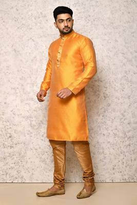 Ranak Yellow Art Silk Kurta Pajama 2