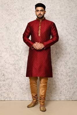 Ranak Maroon Art Silk Kurta Pajama 1