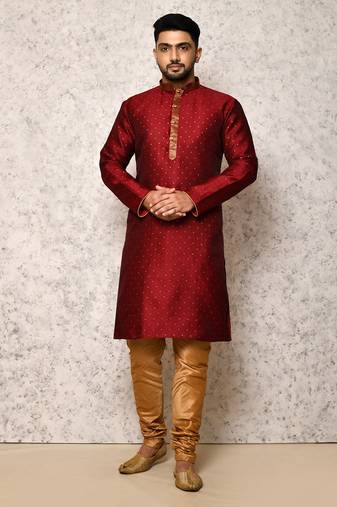 Ranak Maroon Art Silk Kurta Pajama