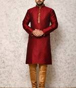 Ranak Maroon Art Silk Kurta Pajama