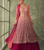 Onion Pink Georgette Embroidery Anarkali Salwar Kameez