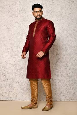 Ranak Maroon Art Silk Kurta Pajama 2