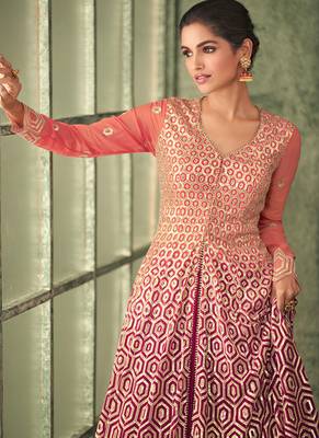 Onion Pink Georgette Embroidery Anarkali Salwar Kameez 2