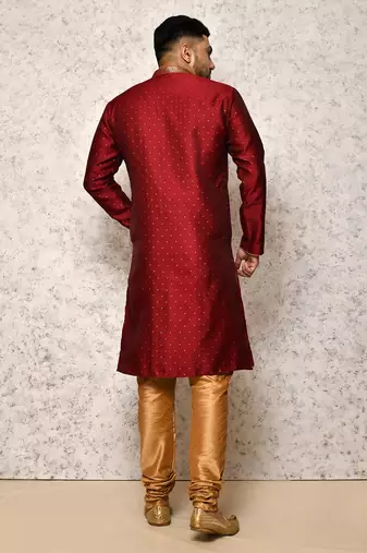 Ranak Maroon Art Silk Kurta Pajama