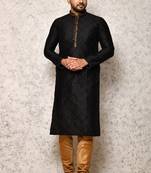 Ranak Black Art Silk Kurta Pajama