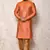 orange cotton & jacquard kurta pajama set