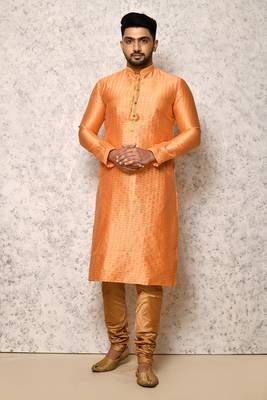 Ranak Peach Art Silk Kurta Pajama 1
