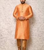 Ranak Peach Art Silk Kurta Pajama
