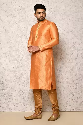 Ranak Peach Art Silk Kurta Pajama