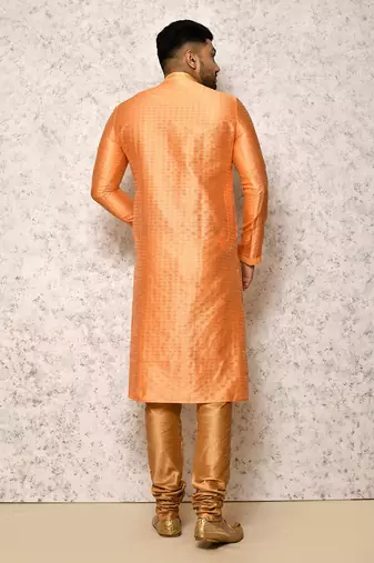 Ranak Peach Art Silk Kurta Pajama