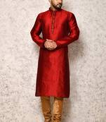 Ranak Maroon Art Silk Kurta Pajama