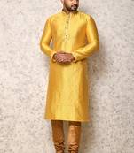 Ranak Yellow Art Silk Kurta Pajama