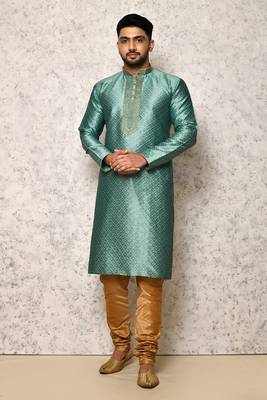Ranak Rama Green Art Silk Kurta Pajama 1