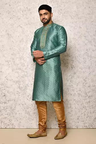 Ranak Rama Green Art Silk Kurta Pajama