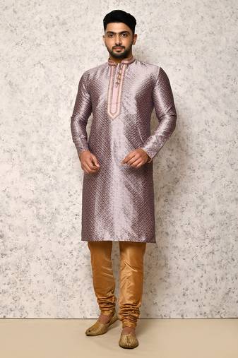 Ranak Purple Art Silk Kurta Pajama
