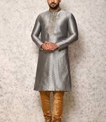 Ranak Grey Art Silk Kurta Pajama