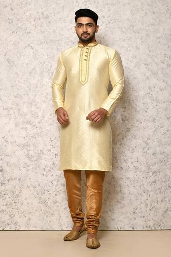Ranak Cream Art Silk Kurta Pajama