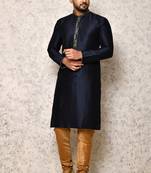 Ranak Navy Blue Art Silk Kurta Pajama