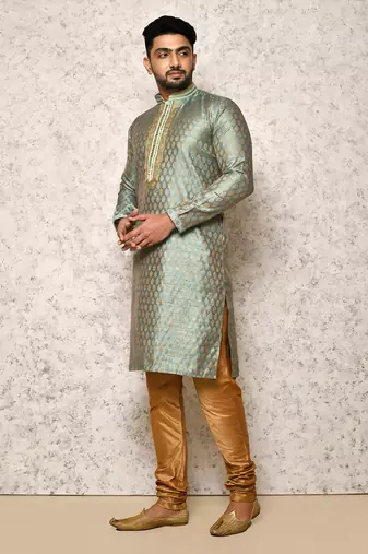 Ranak Firoza Art Silk jacqurad Kurta Pajama