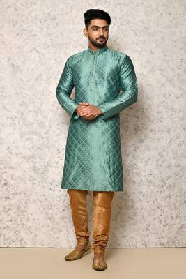 Ranak Sea Green Art Silk Kurta Pajama 1