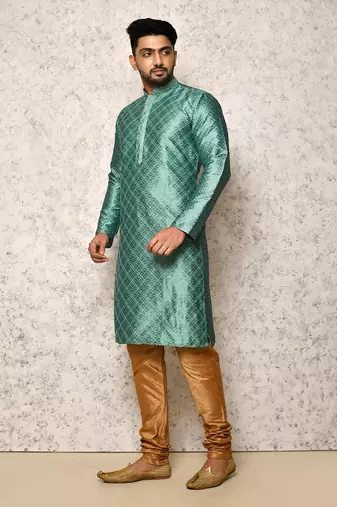 Ranak Sea Green Art Silk Kurta Pajama