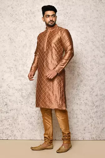 Ranak Copper Art Silk Kurta Pajama