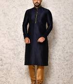 Ranak Navy Blue Art Silk Kurta Pajama