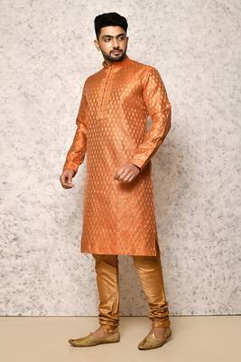 Ranak Orange Art Silk Kurta Pajama 2