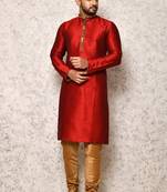 Ranak Maroon Art Silk Kurta Pajama