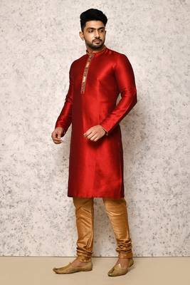 Ranak Maroon Art Silk Kurta Pajama 2